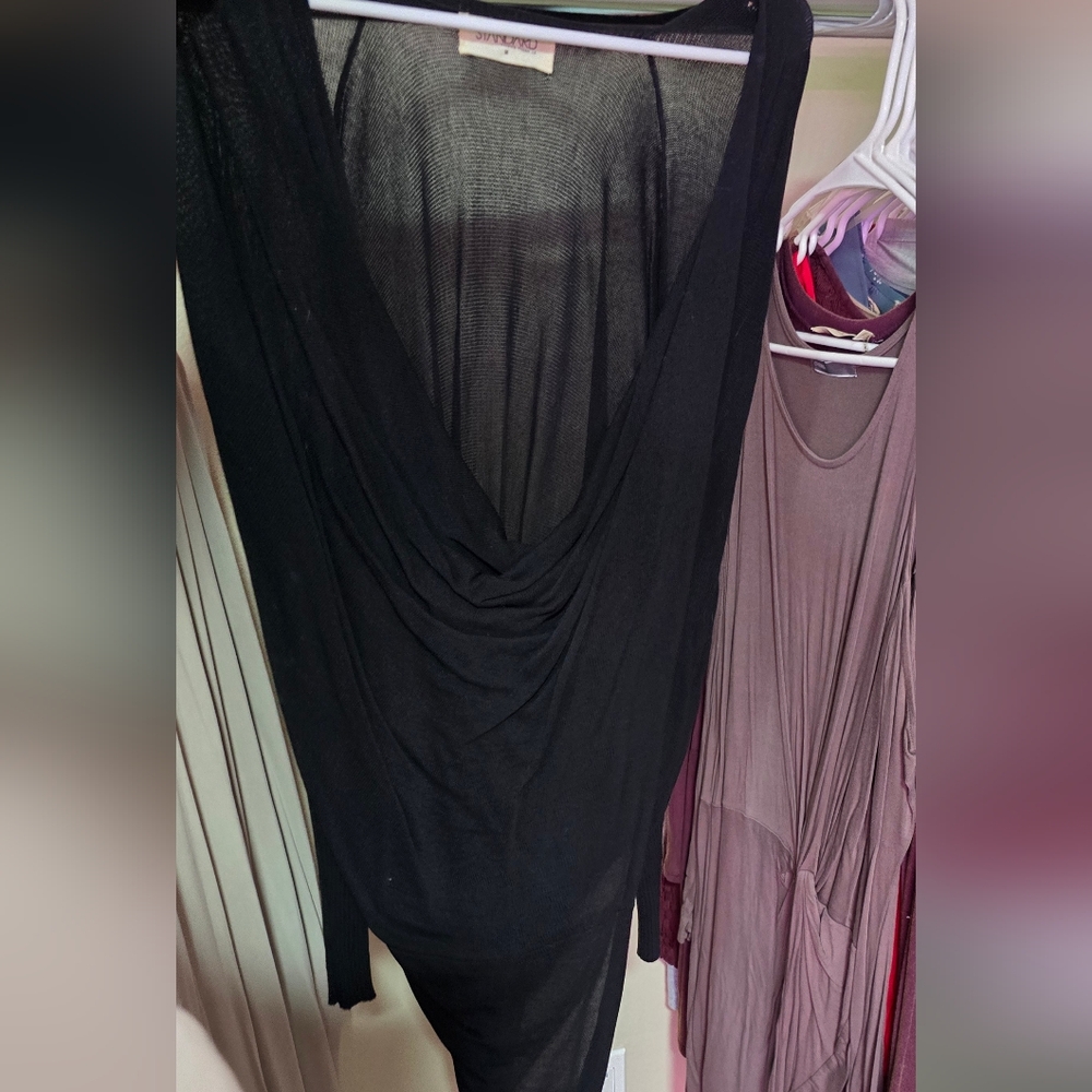 Elegant Black Draped Women's Dress